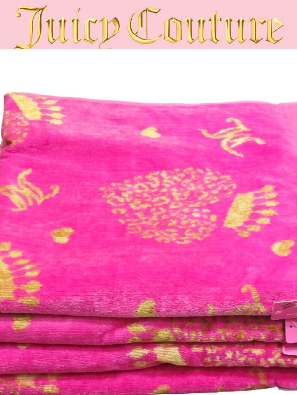 Juicy Couture Home Leopord Heart Crown Plush Bath Towel Set